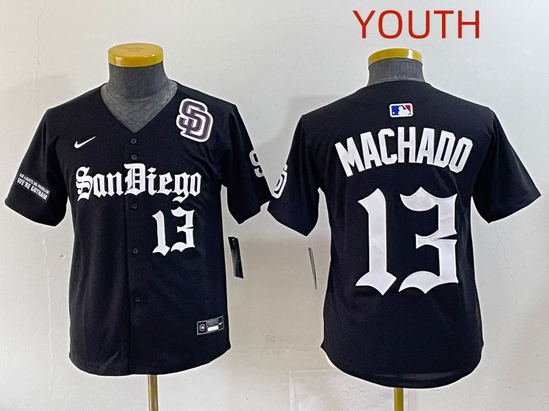 Youth 2025 San Diego Padres #13 Machado Black Five generations Joint Name Nike MLB Jersey style 13